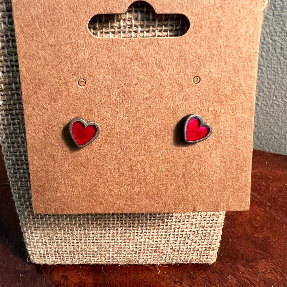 Heart Shaped Red Earrings